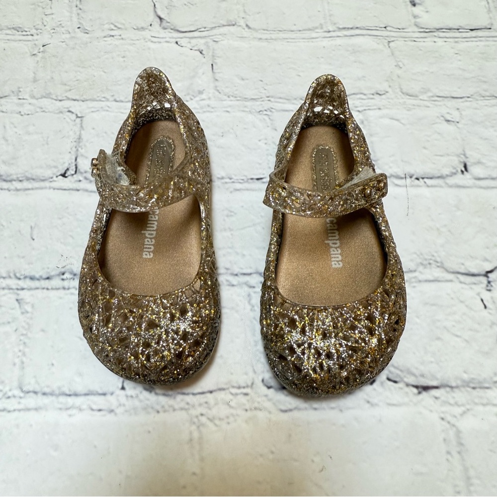 Gold Glitter Mini Melissa Sandals